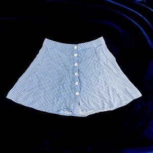 blue checkered skirt